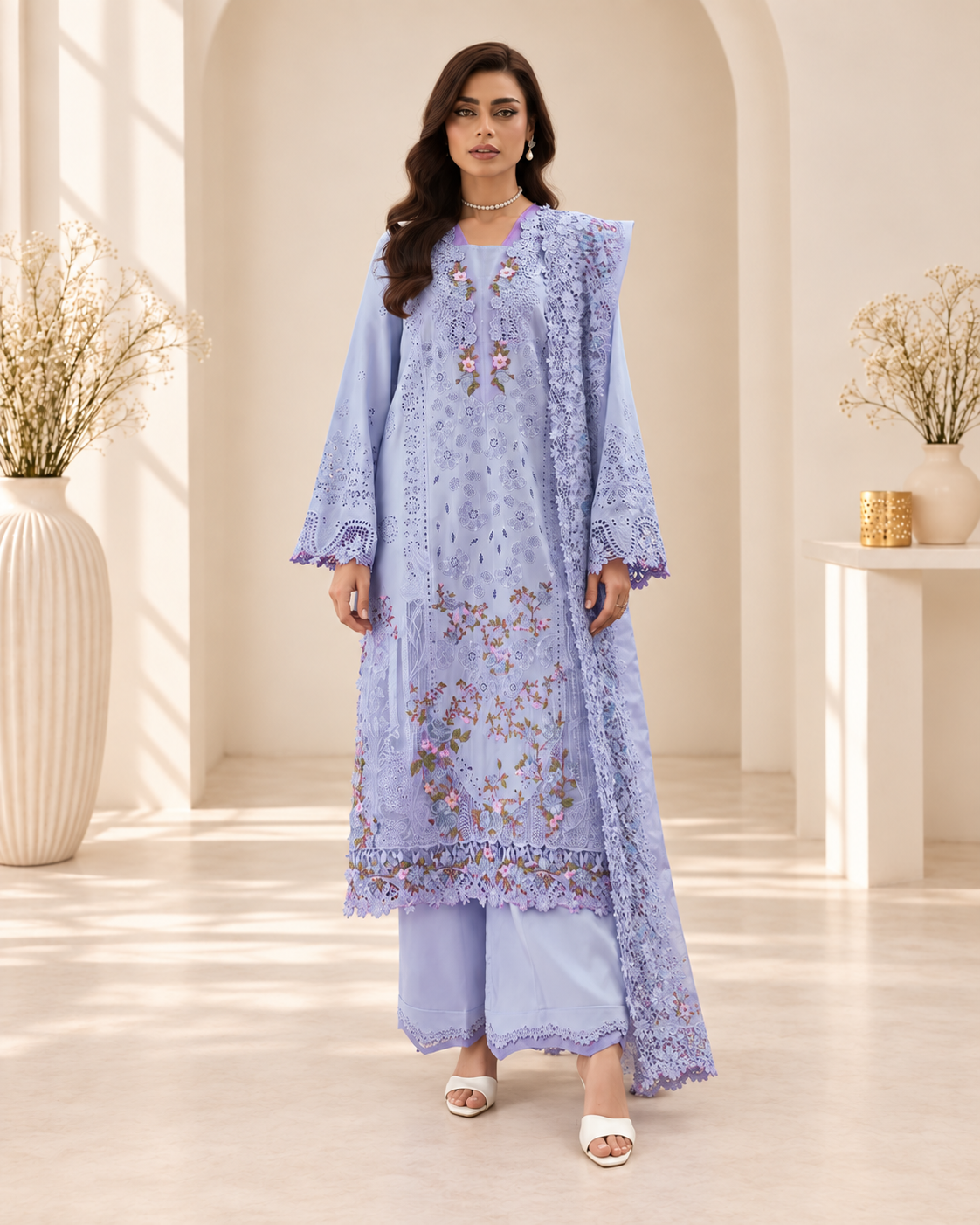 Safa Premium-9 Luxury Lawn Cotton Embroidery Designer Work Suit