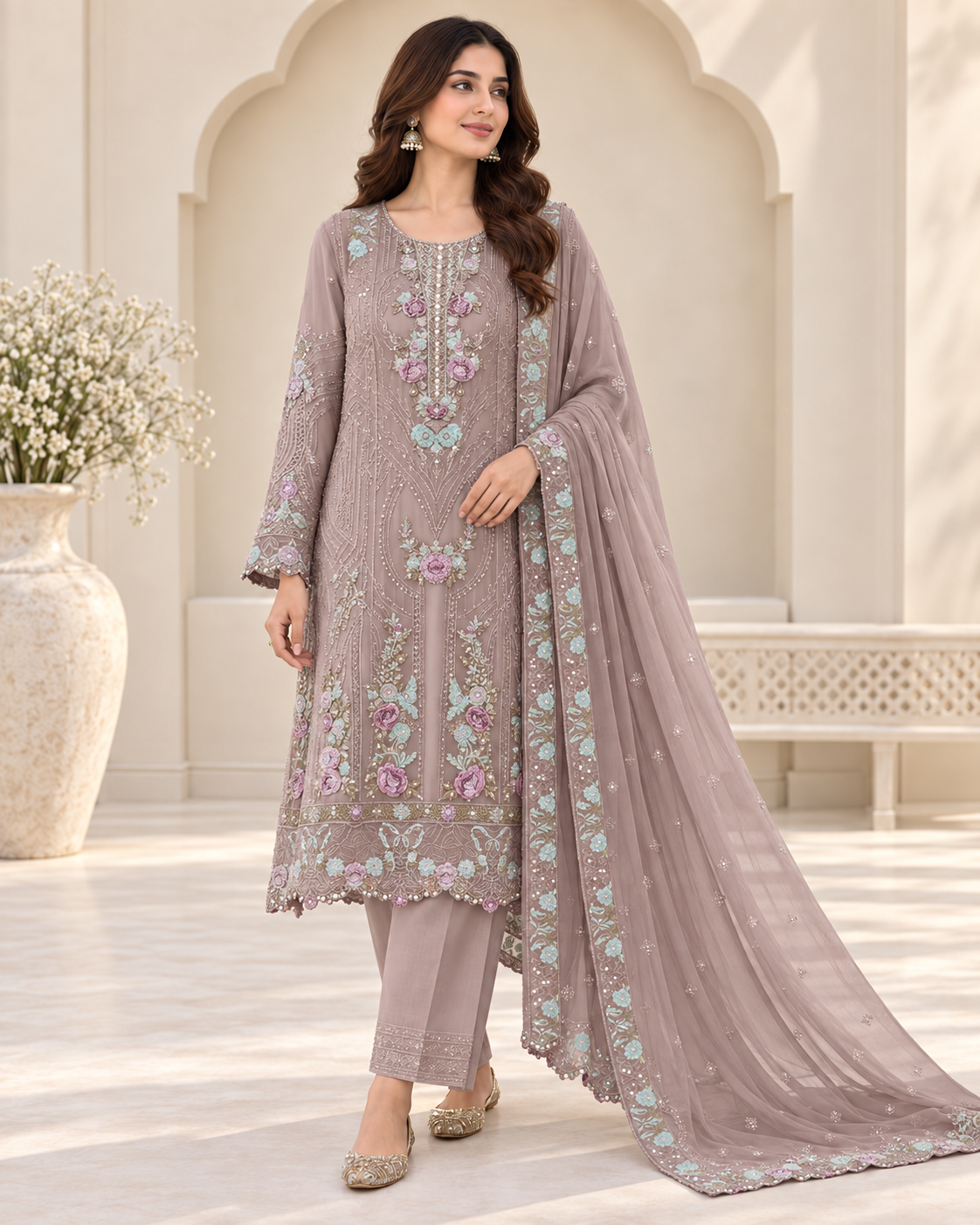 Safa Luxury Embroidered Chiffon 3-Piece Suit