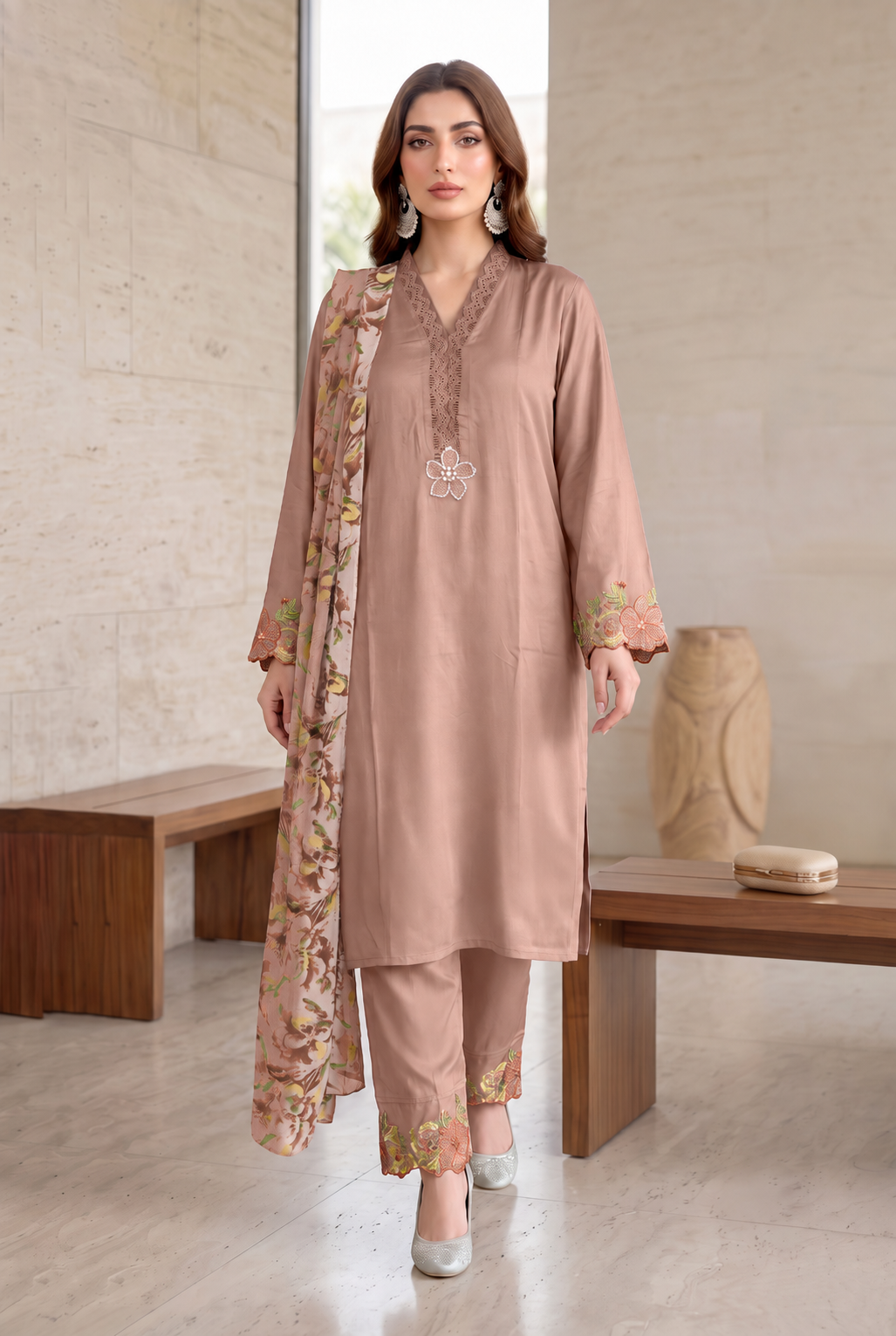 Safa Luxury Luxury Gajji Satin 3-Piece Suit with Farsi Salwar