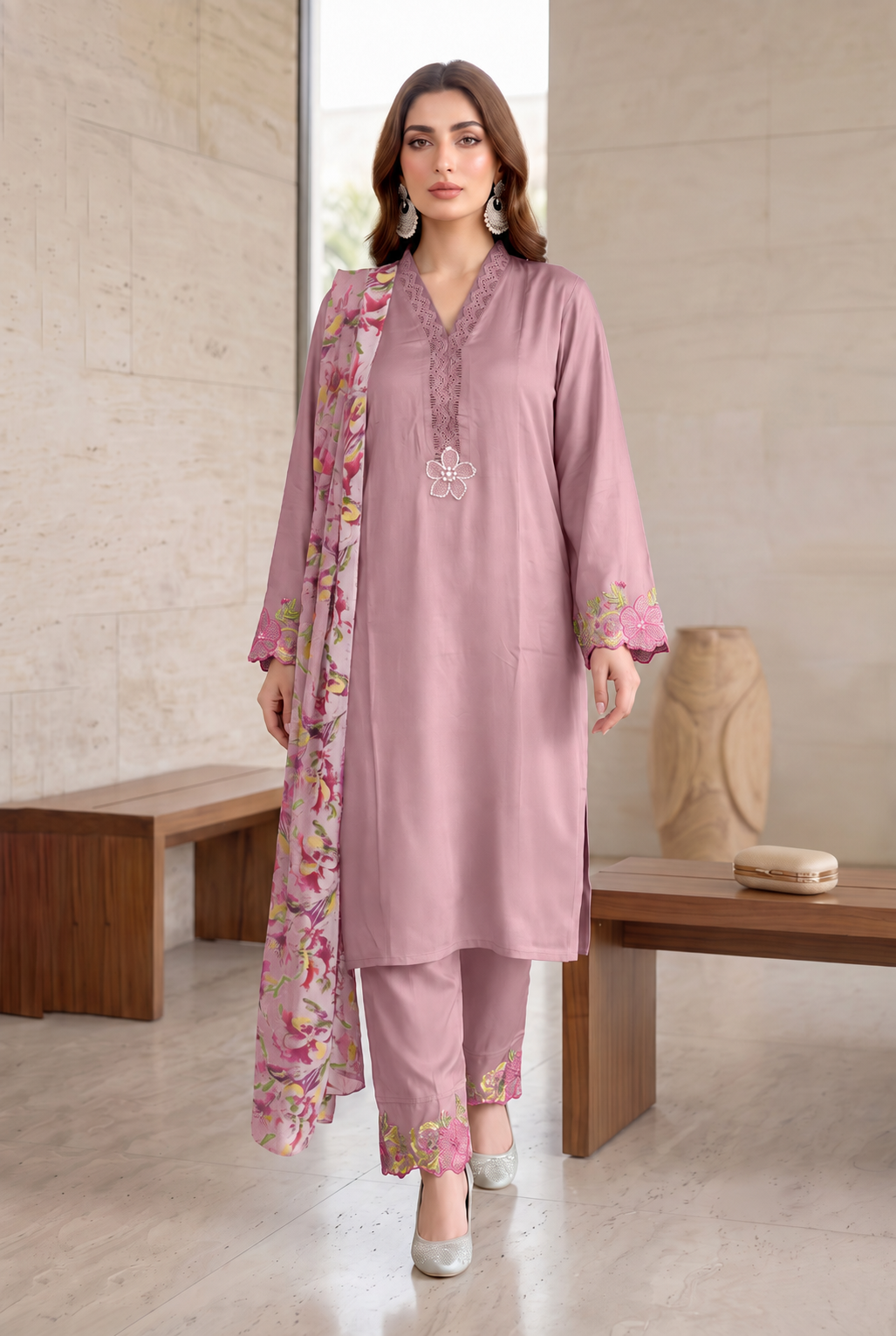 Safa Luxury Luxury Gajji Satin 3-Piece Suit with Farsi Salwar