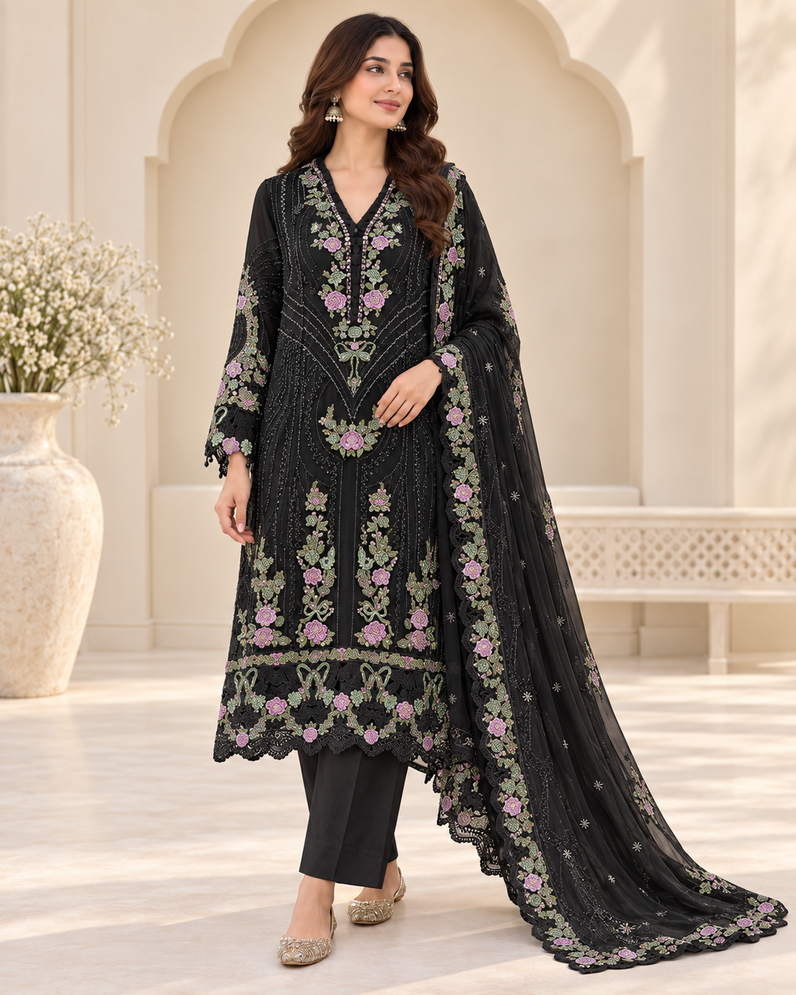 Safa Luxury Heavy Embroidered Chiffon 3-Piece Suit