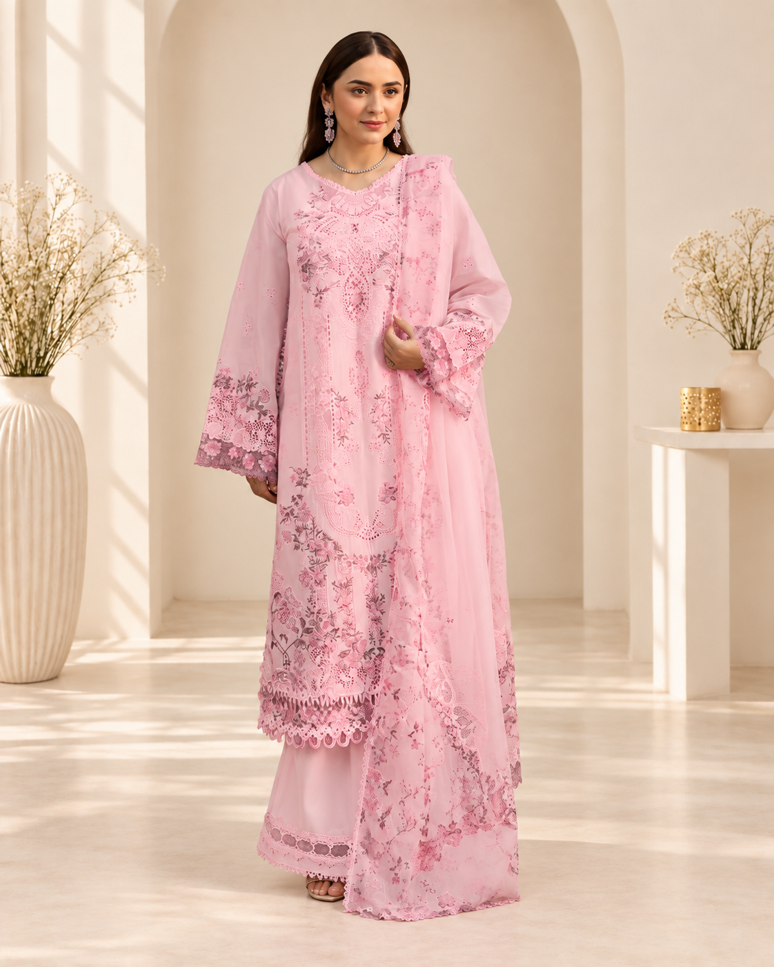 Safa Premium-9 Luxury Lawn Cotton Embroidery Designer Work Suit