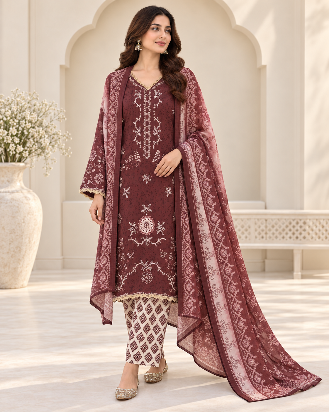 Ghazal printed cotton 3-piece suit set