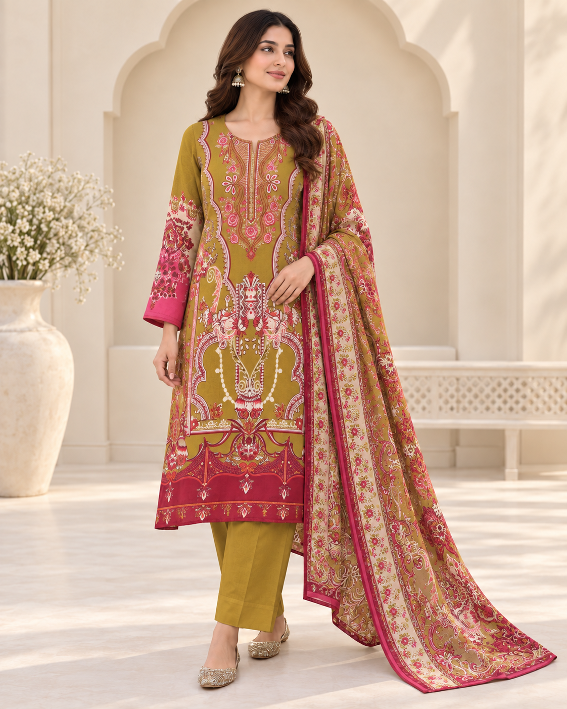 Safa Luxury Heavy Embroidered Cotton 3-Piece Suit