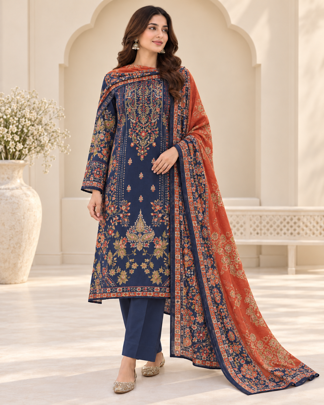 Safa Luxury Heavy Embroidered Cotton 3-Piece Suit