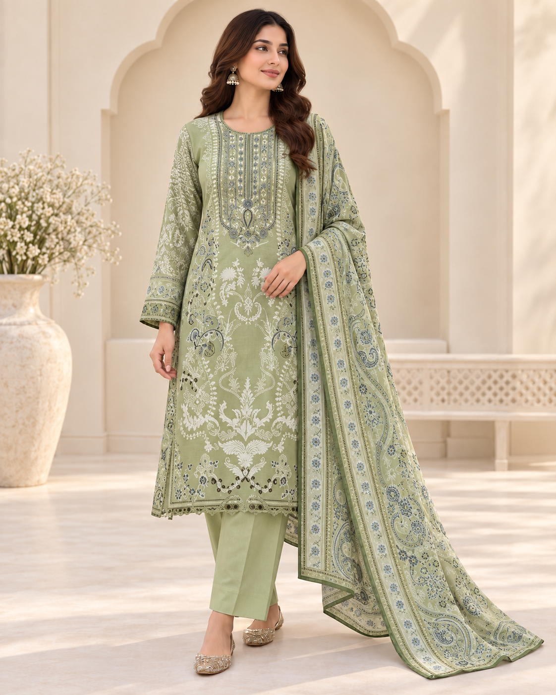 Safa Luxury Heavy Embroidered Cotton 3-Piece Suit