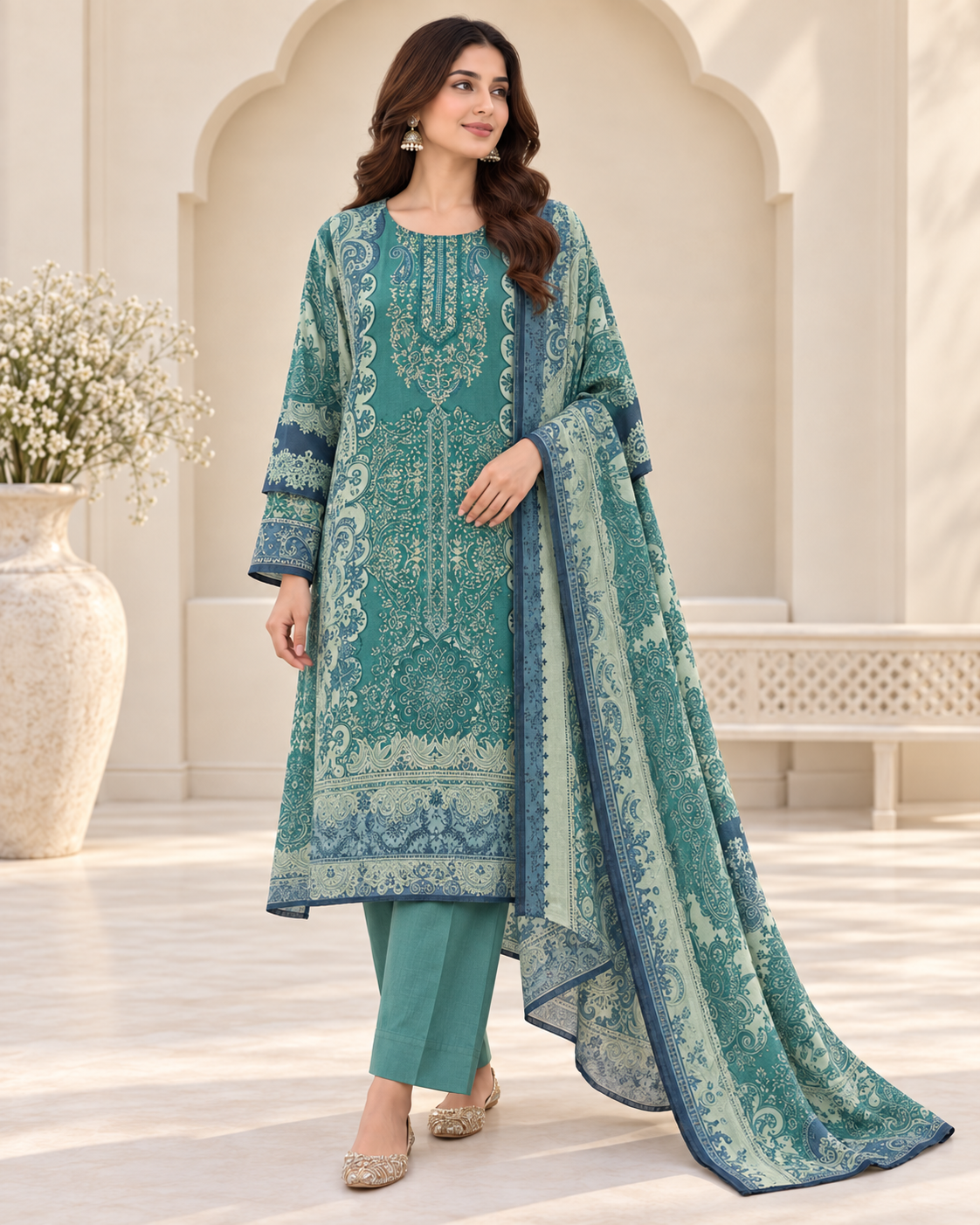 Safa Luxury Heavy Embroidered Cotton 3-Piece Suit