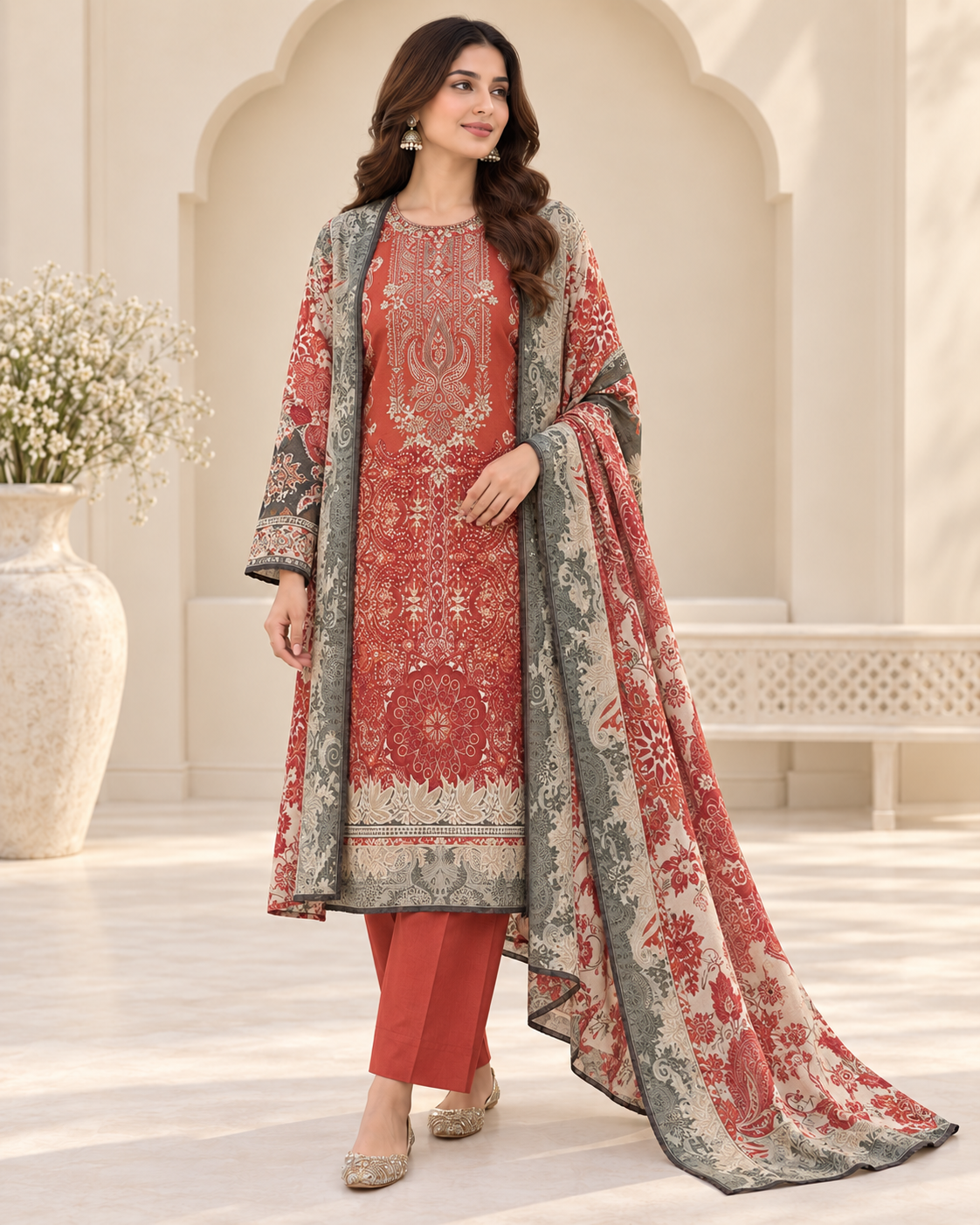 Safa Luxury Heavy Embroidered Cotton 3-Piece Suit