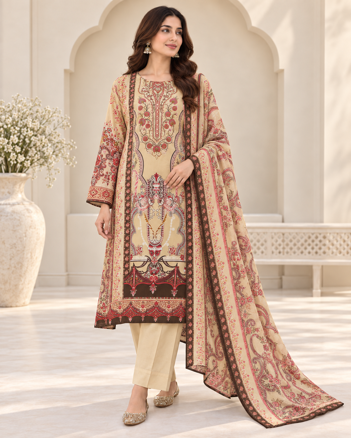 Safa Luxury Heavy Embroidered Cotton 3-Piece Suit