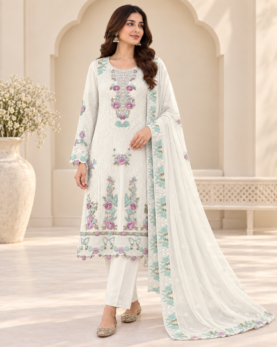 Safa Luxury Embroidered Chiffon 3-Piece Suit