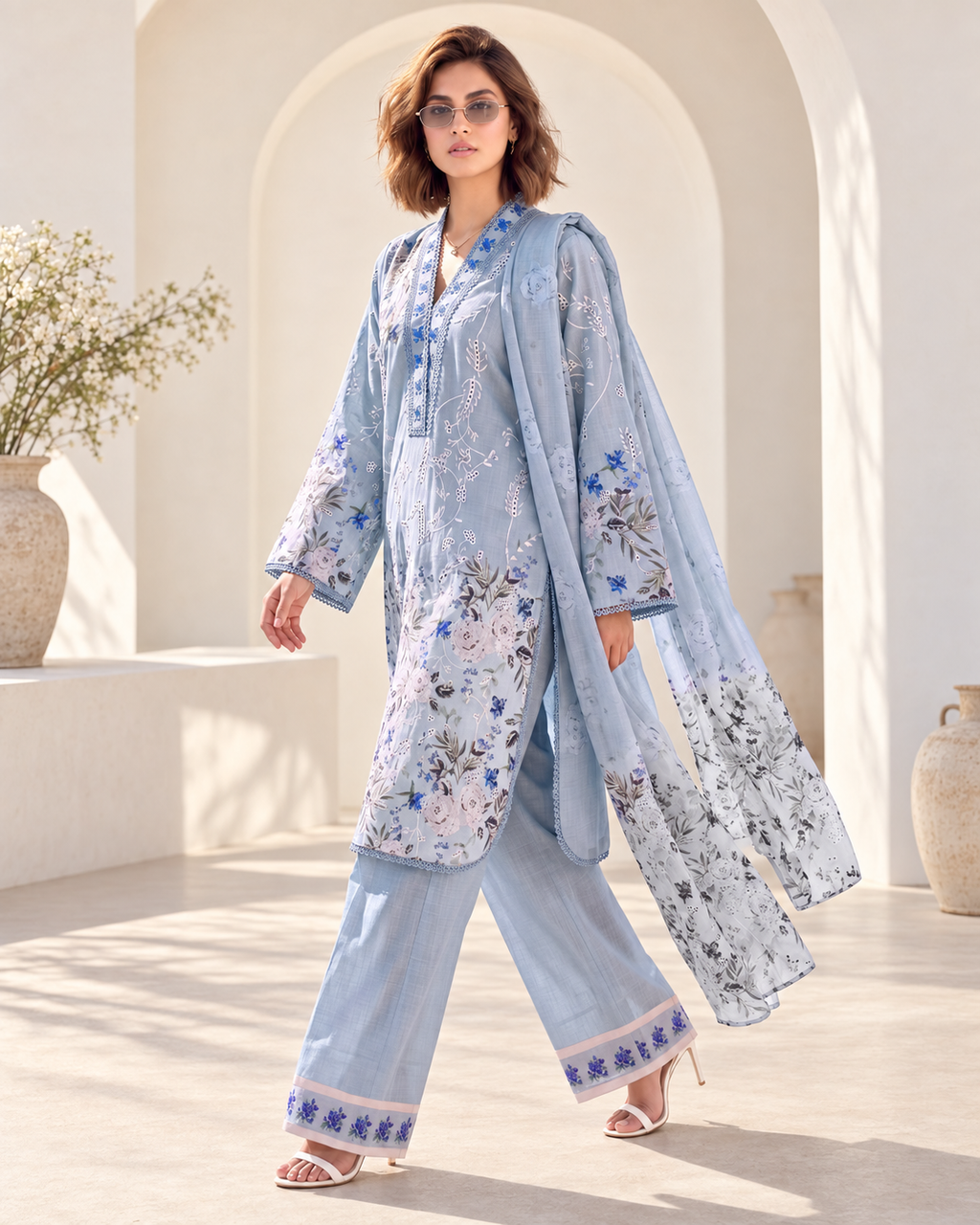 Luxury Pret Wear with Farsi Salwar – D.No.1490 model image