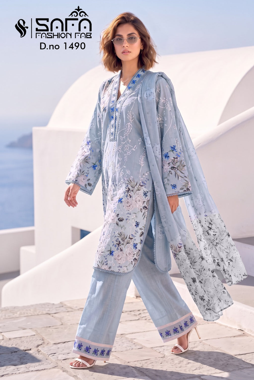 Luxury Pret Wear with Farsi Salwar – D.No.1490 product image 2